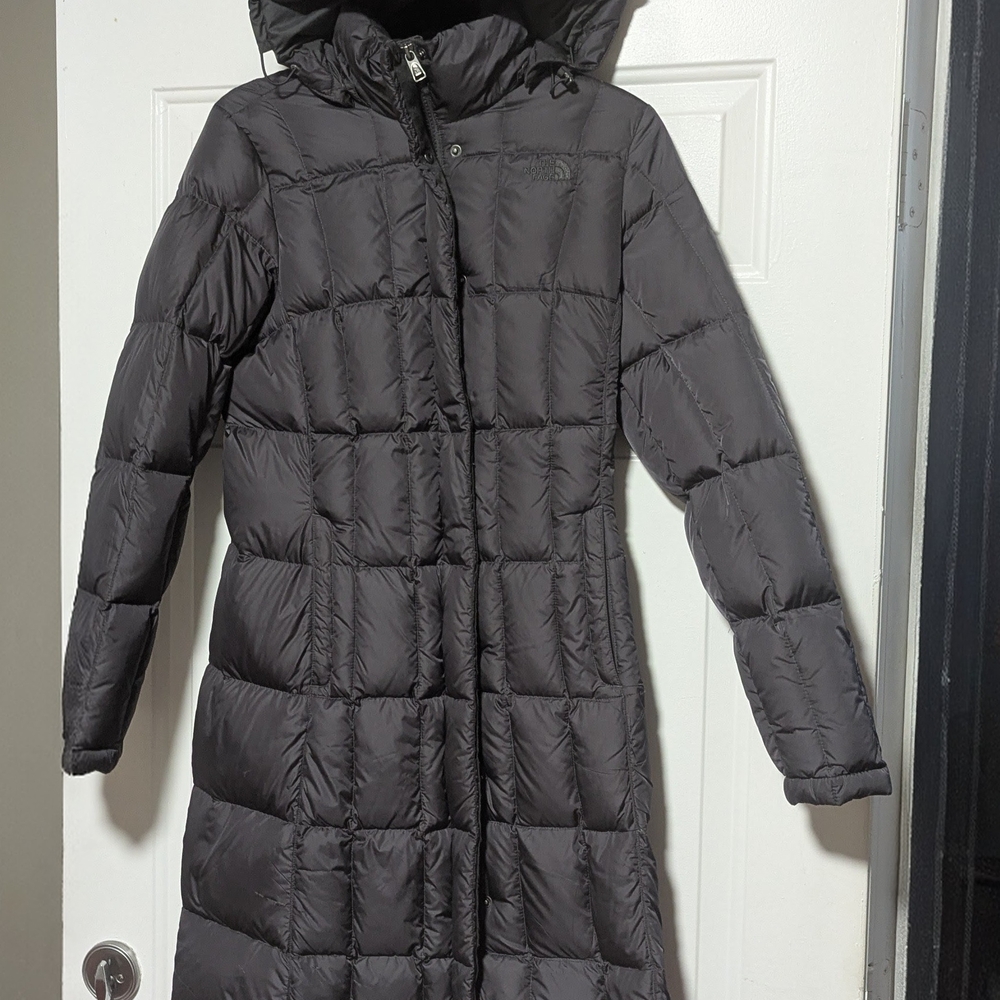 Women's Black Puffer Coat Northface XS Long Jacket Down